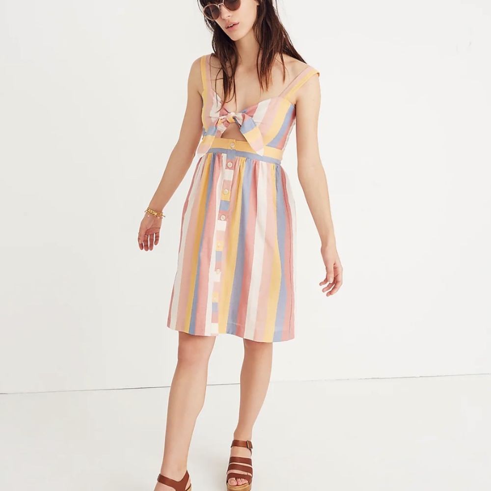 Madewell Striped Tie Front Dress